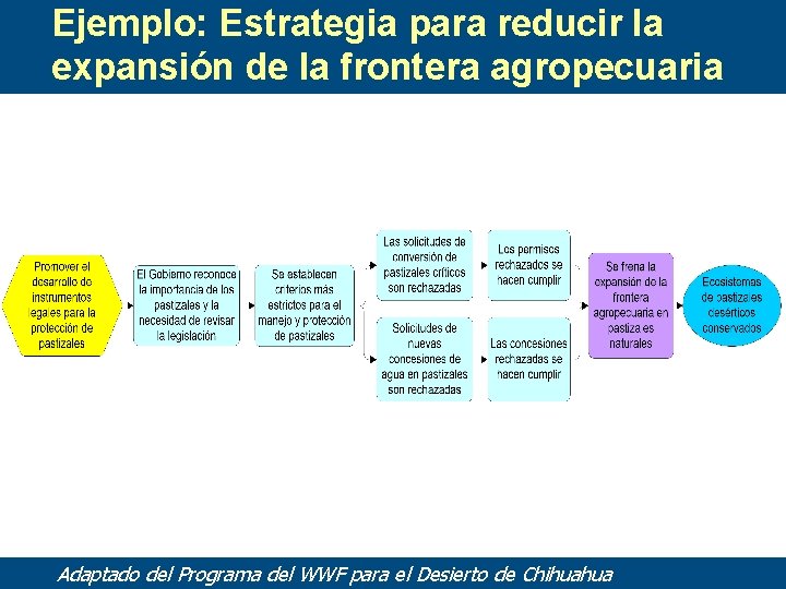 Ejemplo: Estrategia para reducir la expansión de la frontera agropecuaria Adaptado del Programa del