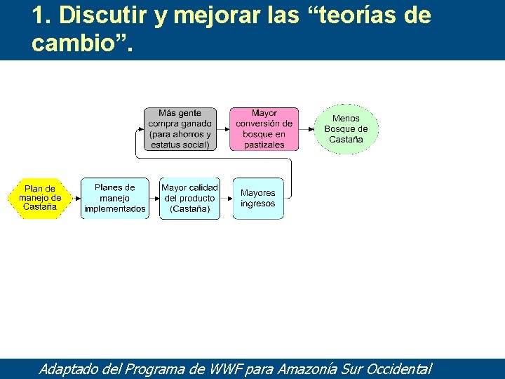 1. Discutir y mejorar las “teorías de cambio”. Adaptado del Programa de WWF para