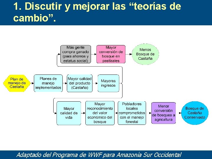 1. Discutir y mejorar las “teorías de cambio”. Adaptado del Programa de WWF para