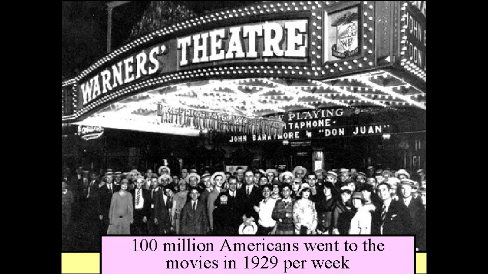 100 million Americans went to the movies in 1929 per week 