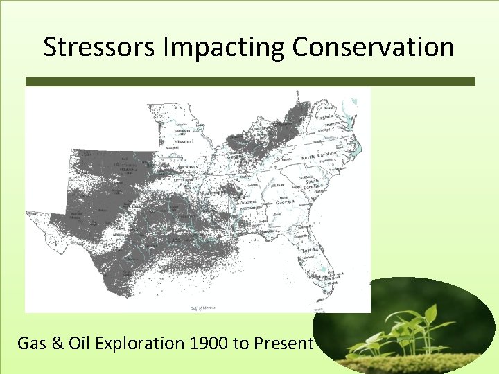 Stressors Impacting Conservation Gas & Oil Exploration 1900 to Present 