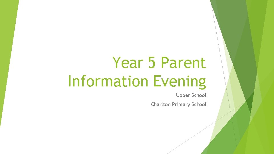 Year 5 Parent Information Evening Upper School Charlton Primary School 