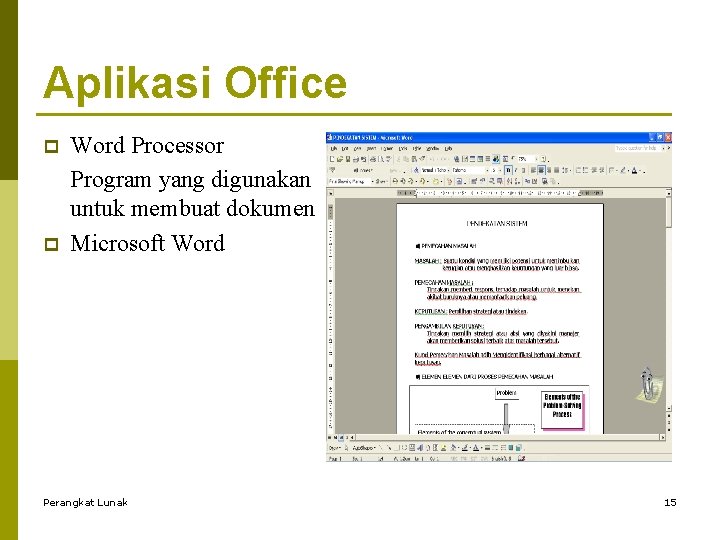 Aplikasi Office p p Word Processor Program yang digunakan untuk membuat dokumen Microsoft Word