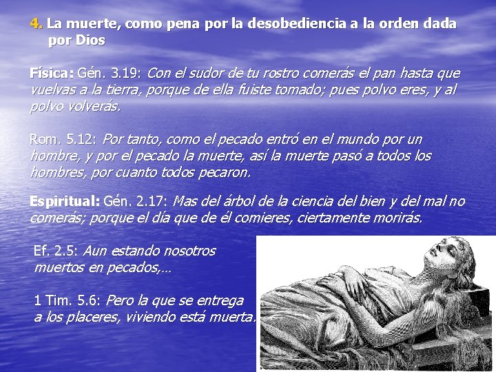 4. La muerte, como pena por la desobediencia a la orden dada por Dios