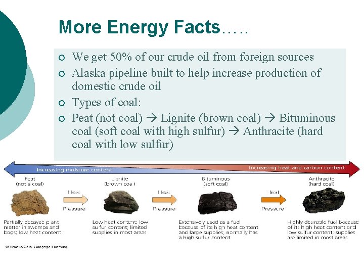 More Energy Facts…. . ¡ ¡ We get 50% of our crude oil from