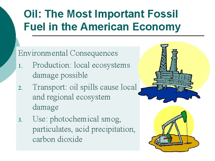 Oil: The Most Important Fossil Fuel in the American Economy Environmental Consequences 1. Production: