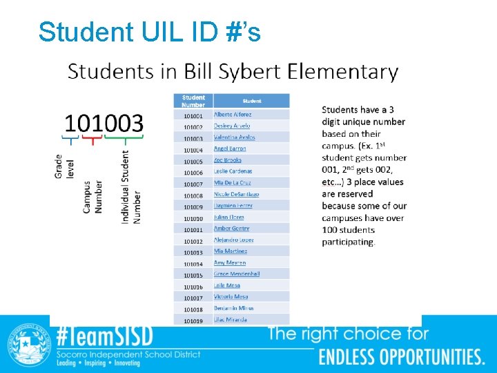 Student UIL ID #’s 