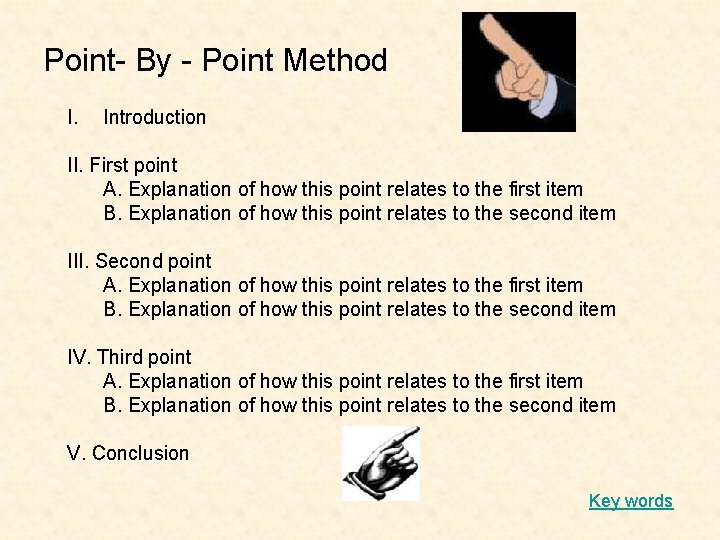 Point- By - Point Method I. Introduction II. First point A. Explanation of how