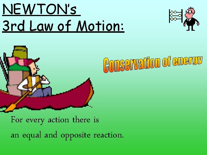 NEWTON’s 3 rd Law of Motion: For every action there is an equal and