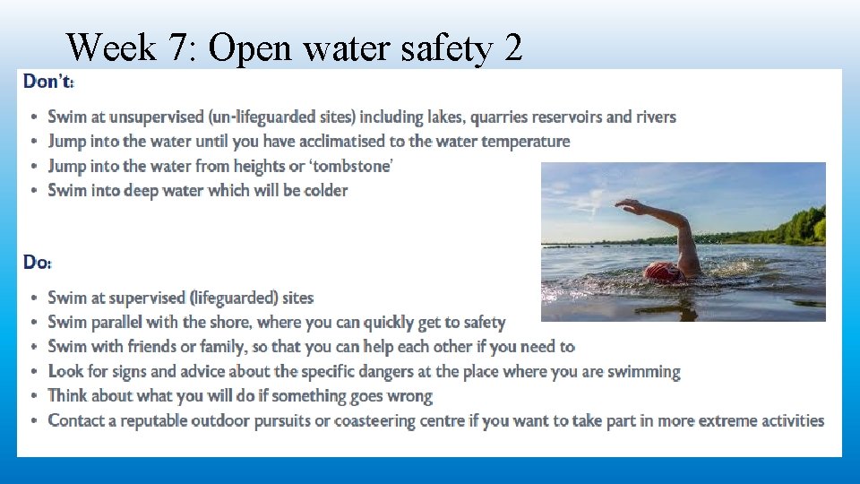 Week 7: Open water safety 2 