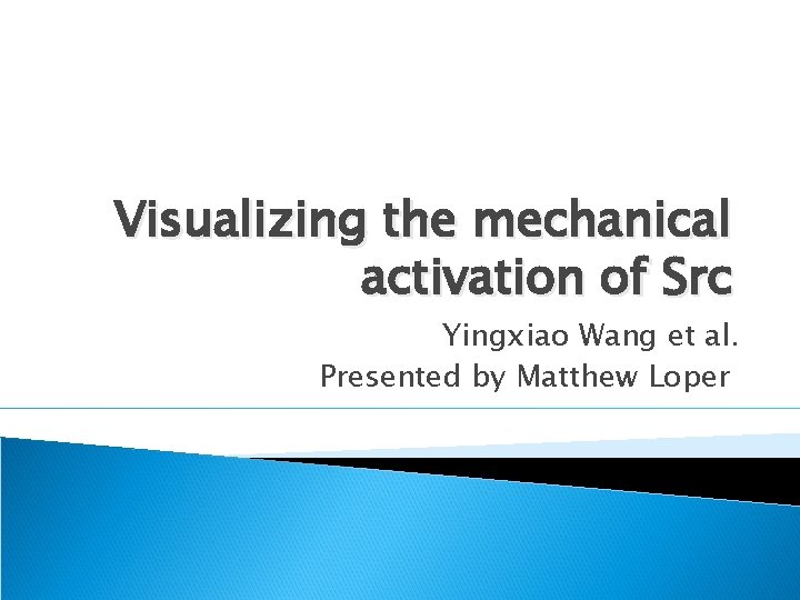 Visualizing the mechanical activation of Src Yingxiao Wang et al. Presented by Matthew Loper