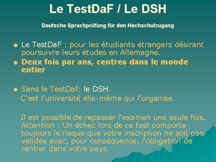 Le Test. Da. F / Le DSH Deutsche Sprachprüfung für den Hochschulzugang Le Test.