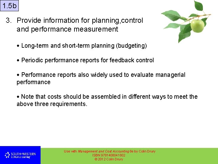 1. 5 b 3. Provide information for planning, control and performance measurement Long-term and