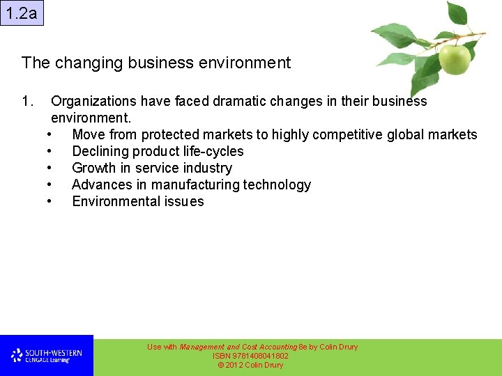 1. 2 a The changing business environment 1. Organizations have faced dramatic changes in