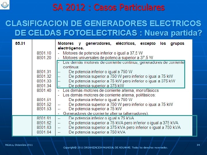 SA 2012 : Casos Particulares CLASIFICACION DE GENERADORES ELECTRICOS DE CELDAS FOTOELECTRICAS : Nueva