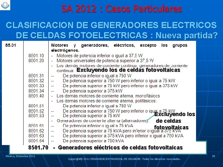 SA 2012 : Casos Particulares CLASIFICACION DE GENERADORES ELECTRICOS DE CELDAS FOTOELECTRICAS : Nueva