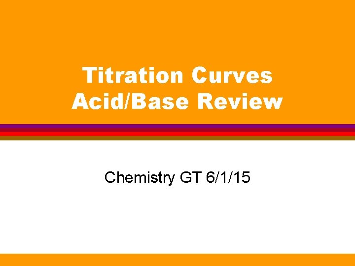 Titration Curves Acid/Base Review Chemistry GT 6/1/15 