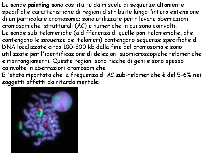 Le sonde painting sono costituite da miscele di sequenze altamente specifiche caratteristiche di regioni