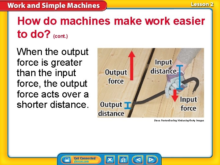 How do machines make work easier to do? (cont. ) When the output force