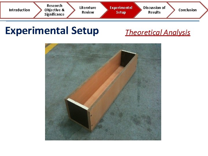 Introduction Research Objective & Significance Literature Review Experimental Setup Discussion of Results Conclusion Theoretical