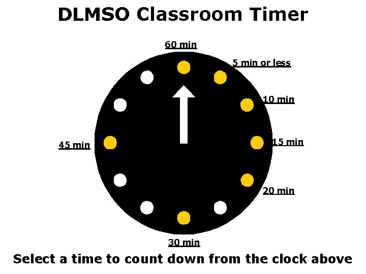 DLMSO Classroom Timer 60 min 5 min or less 10 min 15 min 45