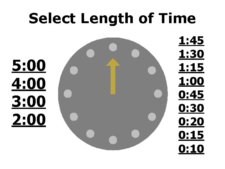 Select Length of Time 5: 00 4: 00 3: 00 2: 00 1: 45