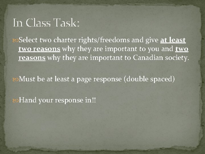 The Canadian Charter of Rights and Freedoms CCRF