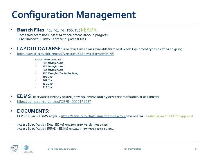 Configuration Management • Beatch Files: F 61, F 62, F 63, F 6 D,