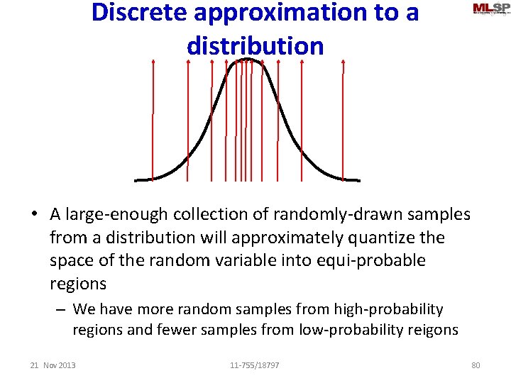 Discrete approximation to a distribution • A large-enough collection of randomly-drawn samples from a