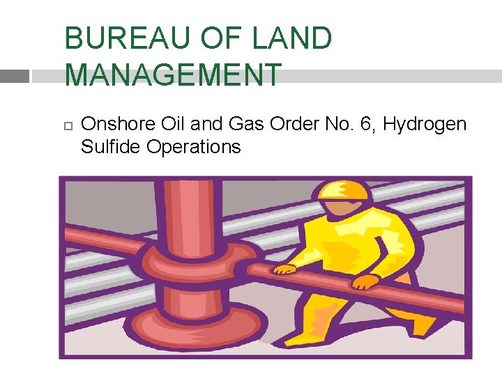 BUREAU OF LAND MANAGEMENT Onshore Oil and Gas Order No. 6, Hydrogen Sulfide Operations