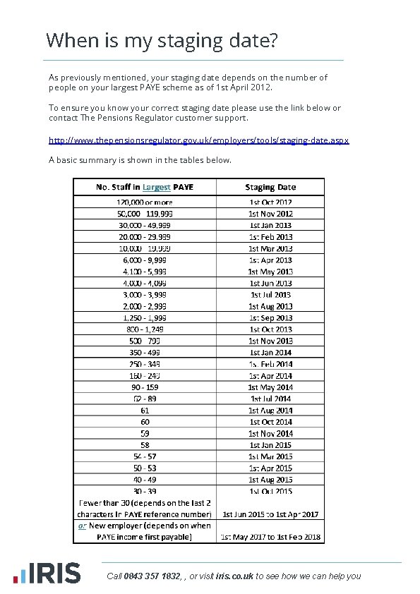 When is my staging date? As previously mentioned, your staging date depends on the