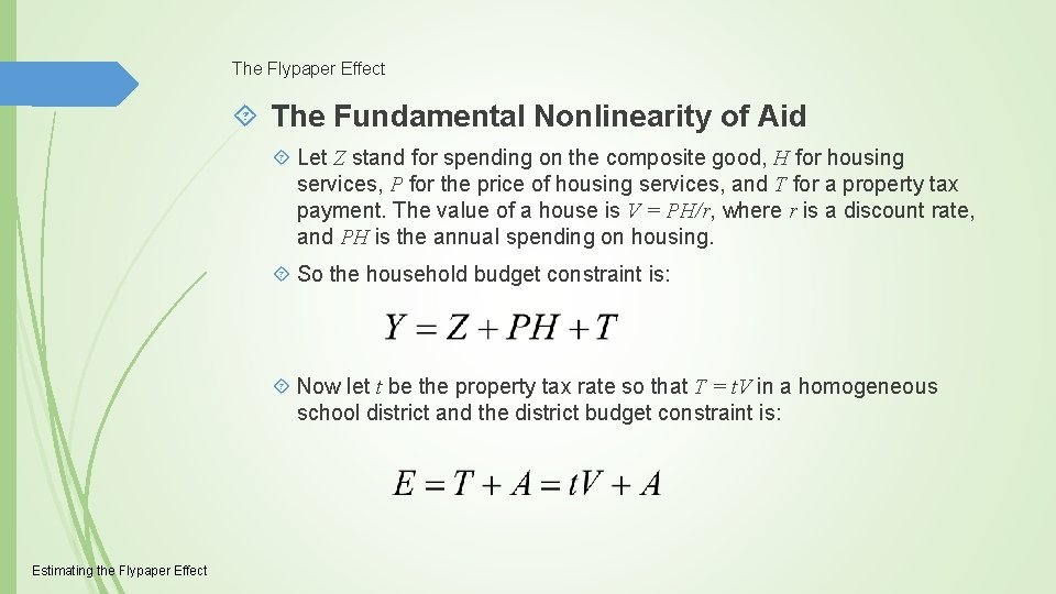 The Flypaper Effect The Fundamental Nonlinearity of Aid Let Z stand for spending on