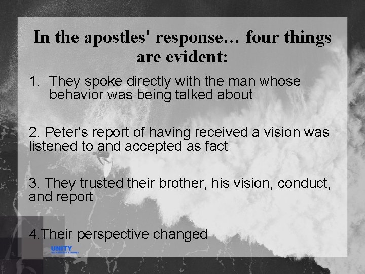 In the apostles' response… four things are evident: 1. They spoke directly with the