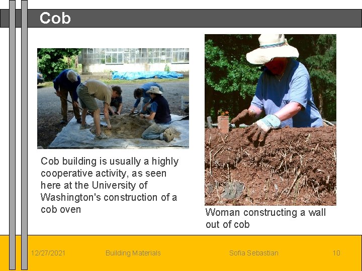 Cob building is usually a highly cooperative activity, as seen here at the University