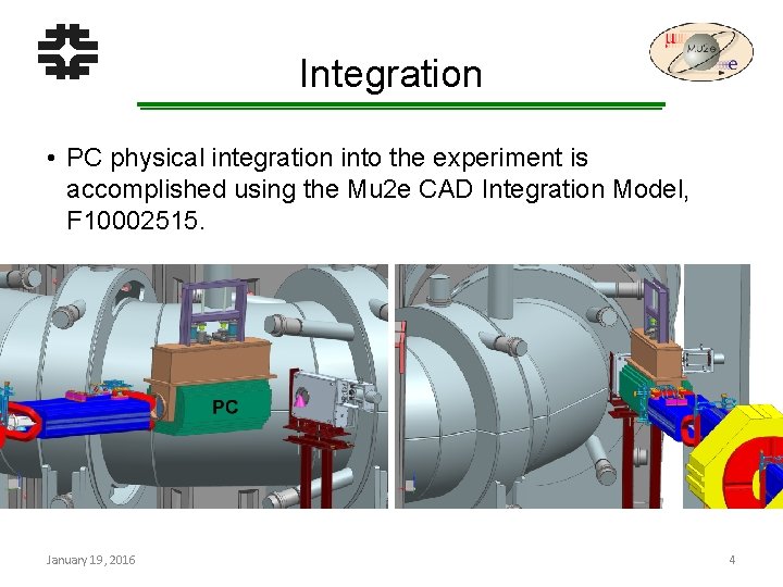 Integration • PC physical integration into the experiment is accomplished using the Mu 2