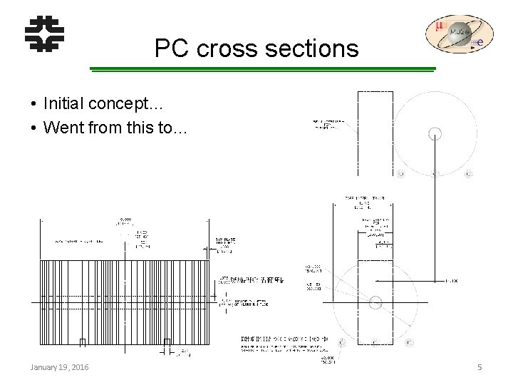 PC cross sections • Initial concept… • Went from this to… January 19, 2016