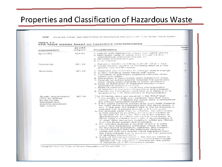 Properties and Classification of Hazardous Waste Properties and Classification of Hazardous Waste