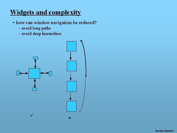 Widgets and complexity • how can window navigation be reduced? - avoid long paths