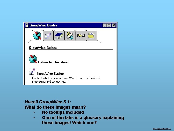 Novell Group. Wise 5. 1: What do these images mean? • No tooltips included