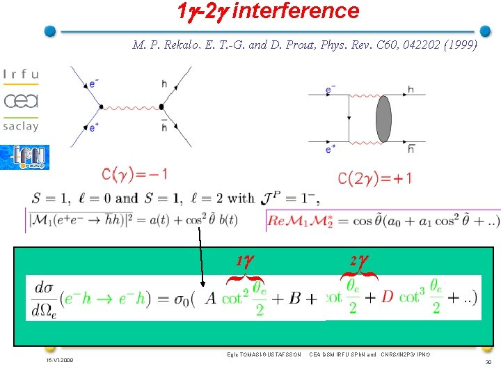 1 g-2 g interference M. P. Rekalo, E. T. -G. and D. Prout, Phys.