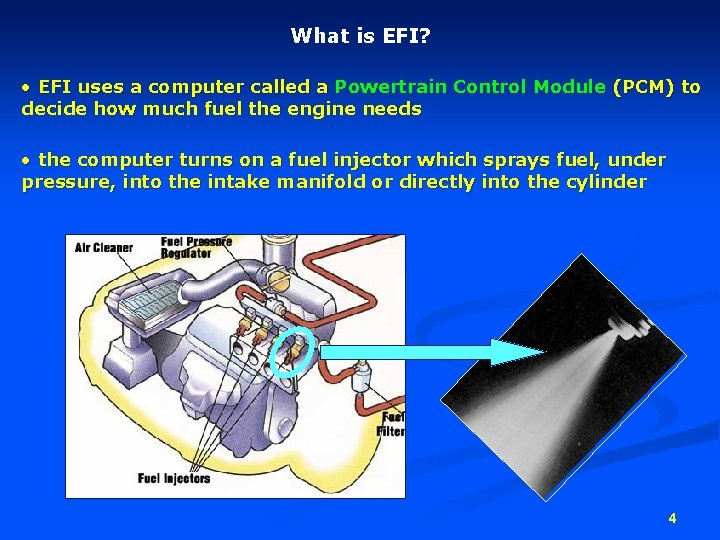 What is EFI? • EFI uses a computer called a Powertrain Control Module (PCM)