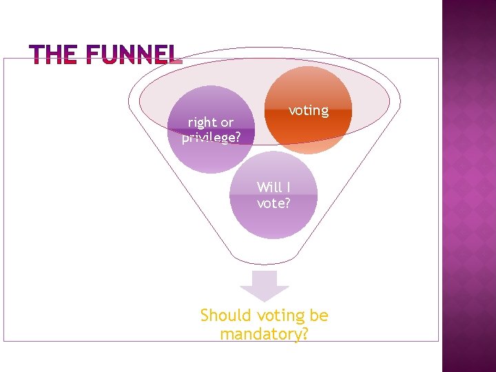 right or privilege? voting Will I vote? Should voting be mandatory? 