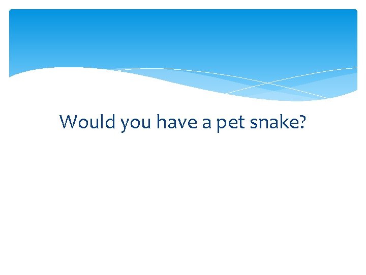 Would you have a pet snake? 