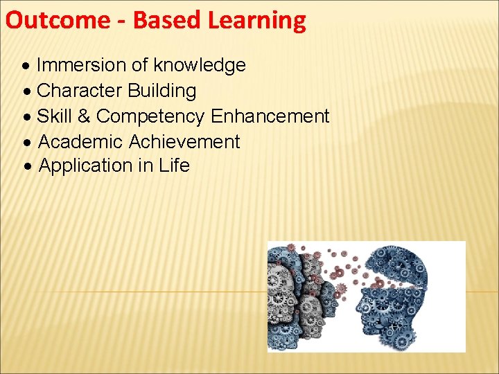 Outcome - Based Learning Immersion of knowledge Character Building Skill & Competency Enhancement Academic
