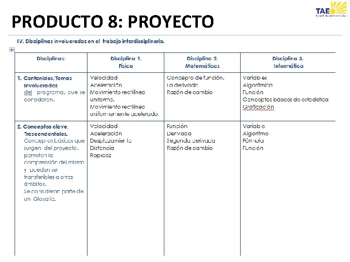 PRODUCTO 8: PROYECTO 