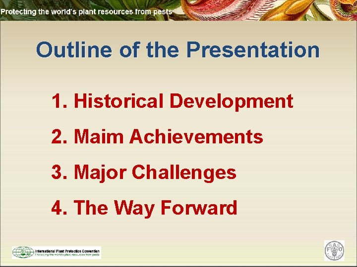 Outline of the Presentation 1. Historical Development 2. Maim Achievements 3. Major Challenges 4.