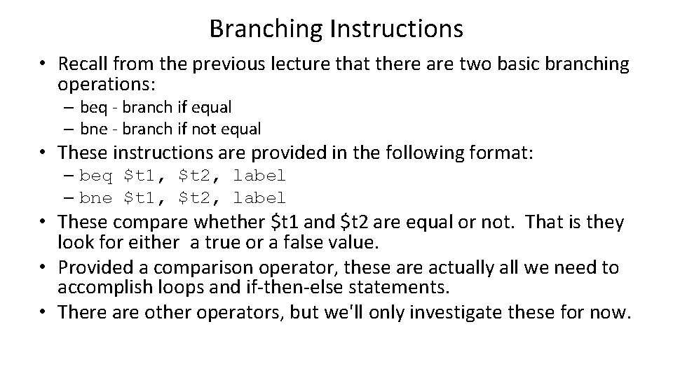Computer Organization CS 345 David Monismith Based upon