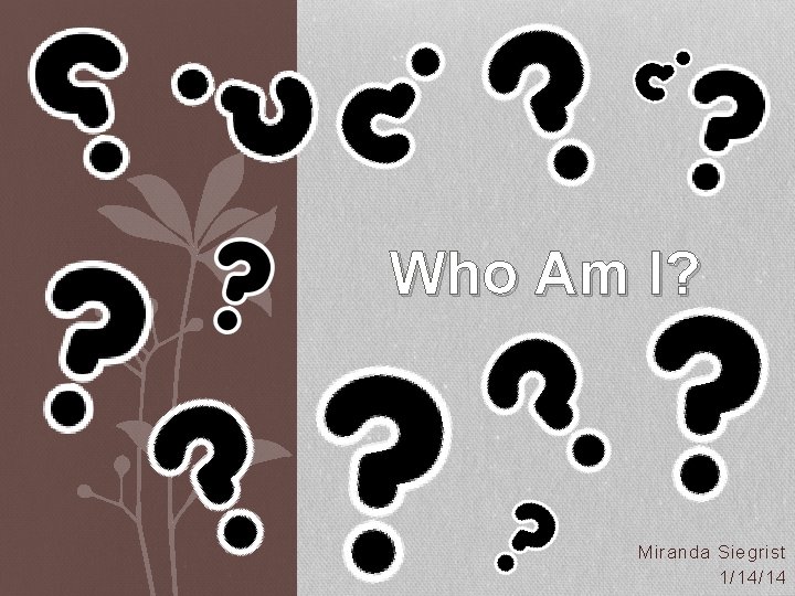 Who Am I? Miranda Siegrist 1/14/14 