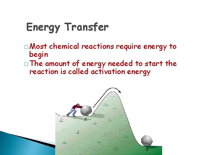 Energy Transfer � Most chemical reactions require energy to begin � The amount of