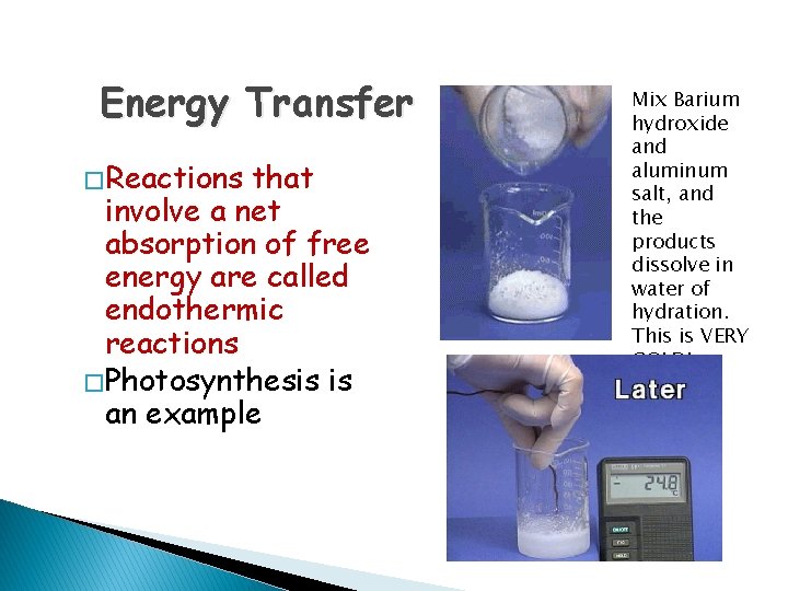 Energy Transfer � Reactions that involve a net absorption of free energy are called